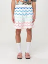 Casablanca Wave Multicolor Shorts With Logo Patch On The Front And All-over Striped Motif In Cotton Man In Red
