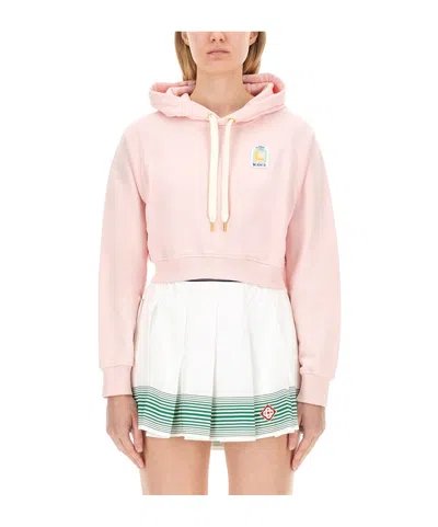 CASABLANCA CASABLANCA DRAWSTRING CROPPED HOODIE
