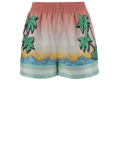 CASABLANCA CASABLANCA SHORT PANTS WITH SILK GRAPHIC PRINT