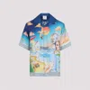 Casablanca Cuban Short Sleeve Silk Shirt In Blue