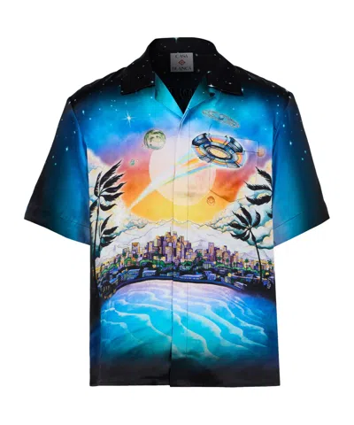 Casablanca Men's La Premonition Cuban Collar Shirt In Blue