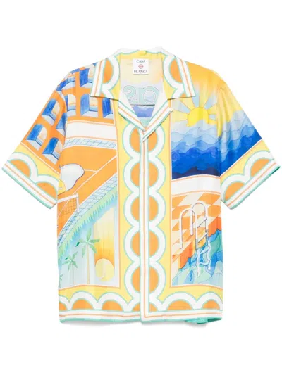 Casablanca Short Sleeve Cuban Collar Shirt For Men In Multicolor