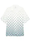 Casablanca Mens Monogram Short-sleeves Linen Shirt Degrade Monogram In Multicolor