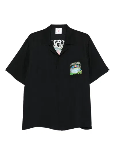 Casablanca Mens Black Volcano Monogram Silk Shirt