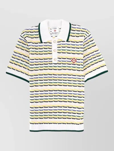 Casablanca Short Sleeve Knit Polo Striped Collar In Multi