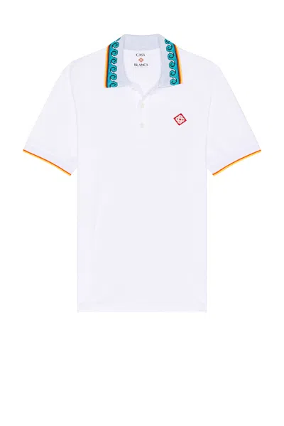 Casablanca Short Sleeve Polo In Greco Wave