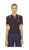 Casablanca Short Sleeve Polo Top In Brown
