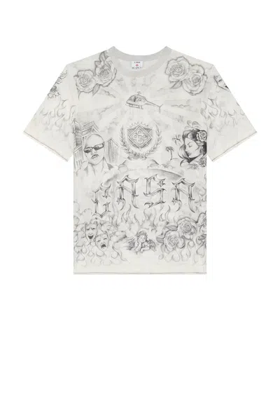 Casablanca Short Sleeve Printed Mesh Top In Grey