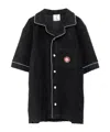 Casablanca Black Shirt With Classic Lapels And All-over Embossed Monogram