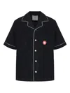 Casablanca Black Shirt With Classic Lapels And All-over Embossed Monogram In Black