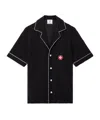 Casablanca Black Shirt With Classic Lapels And All-over Embossed Monogram In Black