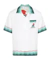 Casablanca Convertible-collar Printed Silk-twill Shirt In White