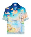 Casablanca Cuban Short Sleeve Silk Shirt In Blue