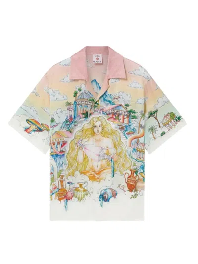 CASABLANCA CASABLANCA SHORT SLEEVE SHIRT WITH CUBAN COLLAR
