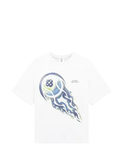 Casablanca Flaming Tennis Ball Tee T-shirt In Animal Print