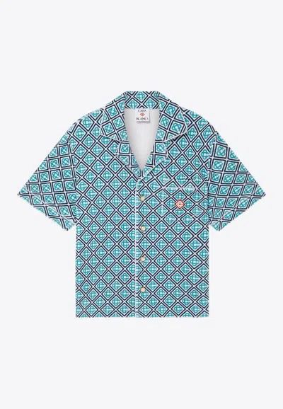 Casablanca Mens Towelling Monogram Stretch-cotton Blend Shirt
