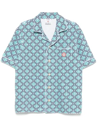 Casablanca Mens Towelling Monogram Stretch-cotton Blend Shirt