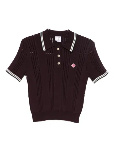 Casablanca Short-sleeved Cotton Polo Shirt In Brown