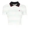 Casablanca Short-sleeved Cotton Sweater With Contrasting Details In White