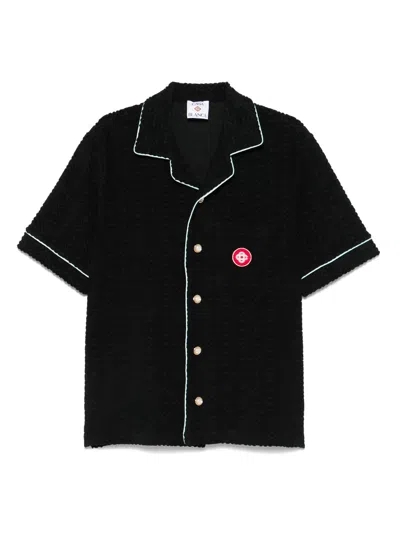 Casablanca Textured Black Shirt With Contrasting Piping