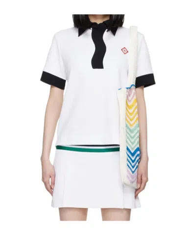 Casablanca Short-sleeved Polo Shirt In White