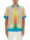 Casablanca Silk Short Sleeve Printed Shirt In Multi
