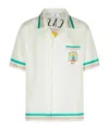 Casablanca Mens Tbc Cuban-collar Graphic-pattern Silk Shirt In White