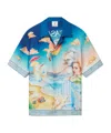 Casablanca Cuban Short Sleeve Silk Shirt In Blue