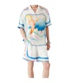 Casablanca Mens Fuji Dream Cuban Collar Printed Silk Shirt In White