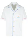 Casablanca Short Sleeved Shirt In Jacquard Cotton Blend Terry Cloth With White Monogram Men In White