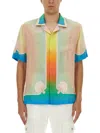 Casablanca Silk Short Sleeve Printed Shirt In Multi