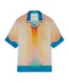 Casablanca Silk Short Sleeve Printed Shirt In Nude