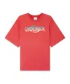 Casablanca Oversized Red Cotton T-shirt With Graphic Front Print In Burgundy