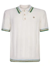 Casablanca Short Sleeves Contrast Collar With Multicolor Stripe Detail In White