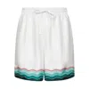 Casablanca Silk Twill Drawstring Shorts With Graphic Print In White