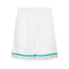Casablanca Silk Twill Drawstring Shorts With Graphic Print In White