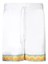 Casablanca Drawstring Silk Shorts In White