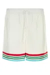 Casablanca Mens Casa Way World Series Relaxed-fit Striped Silk Shorts In White