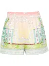 Casablanca Linen High-waisted Knee-length Graphic Print Shorts