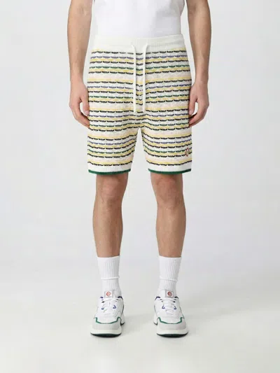 Casablanca Men White Crochet Cotton Tuck Stitch Shorts In Multi