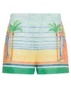 Casablanca Day Of Victory Linen Shorts In Multicolore