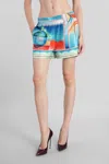 Casablanca Shorts In Multicolor Silk In Blue