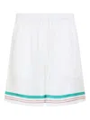 Casablanca Mens Casa Way Graphic-print Drawstring Silk Shorts In White