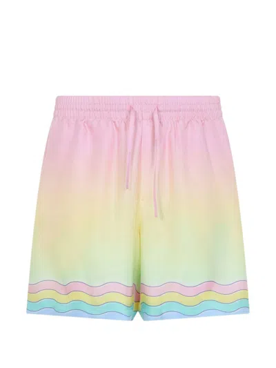 Casablanca Shorts In Seta Con Stampa Grafica Multicolore