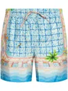 Casablanca Light Blue Shorts With All-over Graphic Print