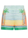Casablanca Day Of Victory Linen Shorts In Multicolour