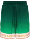 Casablanca Unity Is Power Print Silk Shorts In Green