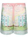Casablanca Linen Shorts With Printed Graphic Design