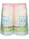 Casablanca Linen Shorts With Printed Graphic Design In Multicolour