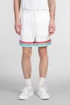 Casablanca Mens Casa Way World Series Relaxed-fit Striped Silk Shorts In White